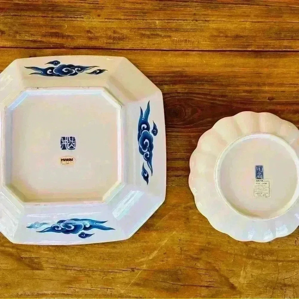 Vintage Japanese Midcentury Modern Plates, set of 2. Arita Fine China & Mann - Picture 2 of 7